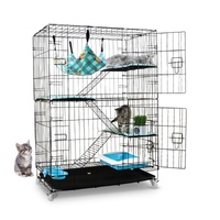  Four-Level Pet Rabbit Bird Cage with Hammock (Black)