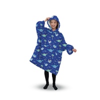  Hoodie Blanket (Kids Dinosaur Dark blue)