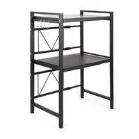 Microwave Oven Rack 3 Tier Adjustable Length and Height Black