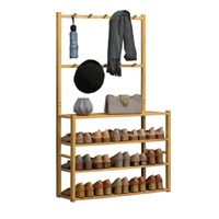 Bamboo Clothes Rack and Shoe Rack Shelves 80cm, Natural