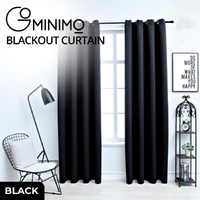 Blackout Window Curtains for Thermal Insulated Room (Set of 2, W132cm x D243cm, Black)