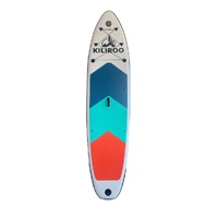 Inflatable Stand Up Paddle Board Balanced SUP Portable Ultralight, 10.5 x 2.5 x 0.5 ft, with EVA Anti-Slip Pad Grey, Tiffany Blue & Red