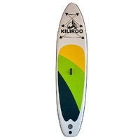 Inflatable Stand Up Paddle Board Balanced SUP Portable Ultralight, 10.5 x 2.5 x 0.5 ft, with EVA Anti-Slip Pad Yellow, Green & Black