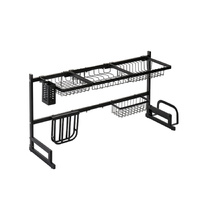 Dish Drying Rack Over Sinks Adjustable 85-100cm (Black)