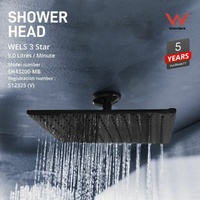 ShowerHead: Palila: Shower head - Square 200mm Matt Black