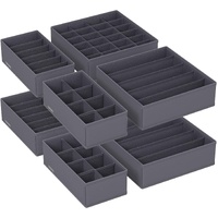 Underwear Storage Folding Fabric Boxes Set of 8 Grey