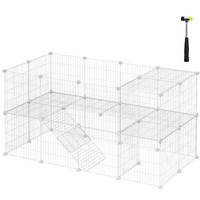  Metal Wire Two-Story Pet Playpen with Zip Ties White