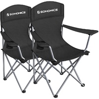 Set of 2 Folding Camping Outdoor Chairs Black