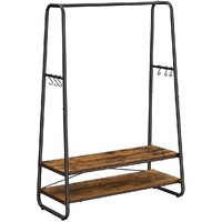 Clothes Rack with 2 Shelves Rustic Brown and Black