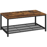  Coffee Living Room Table with Dense Mesh Shelf Rustic Brown