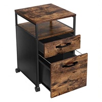 2 Drawer File Cabinet with Open Compartments and Wheels