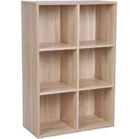 Bookcase with 6 Compartments Wooden Shelving