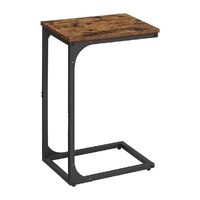  Slim End Table with Metal Frame Industrial Rustic Brown and Black