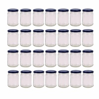 28x 250ml Flint Glass Jars +  Twist Lids - Round Food Storage Small Spices