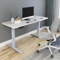 140cm Standing Desk Height Adjustable Sit Stand Motorised Grey Single Motor Frame White Top