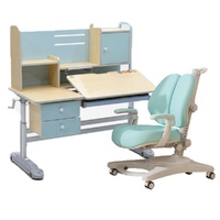 Height Adjustable Children Kids Ergonomic Study Desk Chair Set 120cm Blue AU