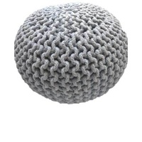 Braided Ottoman Pouffe Footstool Hand Knitted (Light Grey)