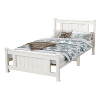 King Single Solid Pine Timber Bed Frame-White