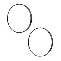 2 Set Wall Mirror Round Aluminum Frame Bathroom 50cm BLACK