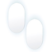 2 Set LED Wall Mirror Oval Anti-Fog Bathroom 50x75cm