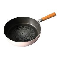 Stone Frypan Frying Pan 28cm Non-Stick IH Induction Wood Ceramic Round PINK