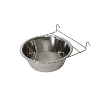 2 x Stainless Steel Pet Rabbit Bird Dog Cat Water Food Bowl Feeder Chicken Poultry Coop Cup 1.9L