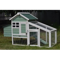 Green Small Chicken coop with nesting box for 2 Chickens / Rabbit Hutch