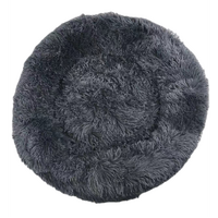 YES4PETS Large Round Calming Plush Cat Dog Bed Large Comfy Puppy Fluffy Bedding Dark Grey