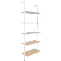 Industrial Ladder Shelf Wood Wall-Mounted Bookcase Storage Rack Shelves Display