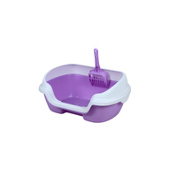 Small Portable Cat Kitten Rabbit Toilet Litter Box Tray with Scoop Purple