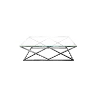 Alsea - Silver Coffee Table With Clear Glass Top