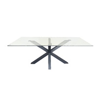 Miles Black With Clear Glass Dining Table - 90cm x 180cm