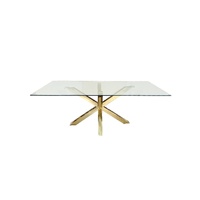 Miles Gold With Clear Glass Dining Table - 90cm x 180cm