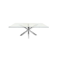 Miles Silver With Clear Glass Dining Table - 90cm x 180cm