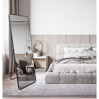 Metal Rectangle Black Free Standing Mirror - 50cm x 170cm