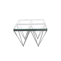 Pinnacle Silver Side Table - Black Glass