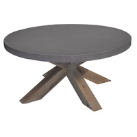 85cm Round Coffee Table with Concrete Top - Grey