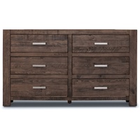 Dresser 6 Chest of Drawers Solid Pine Wood Storage Cabinet - Grey Stone