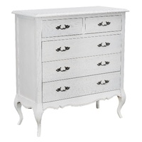 Tallboy 5 Chest of Drawers Storage Cabinet Distressed White