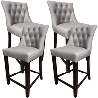 Florence  4pc High Fabric Dining Chair Bar Stool French Provincial Solid Timber