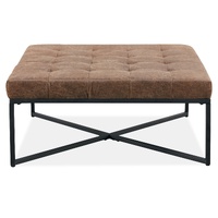 Fabric Square Ottoman Footstool Bench Dark Brown