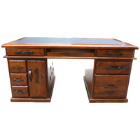 Study Computer Desk 165cm Office Executive Table Solid Wood - Dark Brown