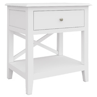 Rogers Side Table Desk Sofa End Table Solid Acacia Wood Hampton Furniture - White