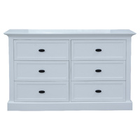 Beechworth Dresser 6 Chest of Drawers Pine Wood Storage Cabinet Hampton - White