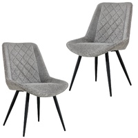 Dining Chair Set of 2 Fabric Seat with Metal Frame - Granite