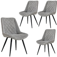 Dining Chair Set of 4 Fabric Seat with Metal Frame - Granite