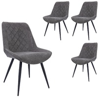 Dining Chair Set of 4 Fabric Seat with Metal Frame - Graphite