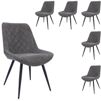 Dining Chair Set of 6 Fabric Seat with Metal Frame - Graphite