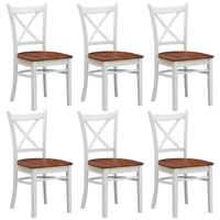 Lupin Dining Chair Set of 6 Crossback Solid Rubber Wood Furniture - White Oak