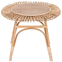 Palmerston 65cm Round Side Table Mango Wood Top Rattan Frame - Natural